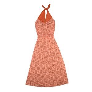 MUD PIE NEW $79‎ Leighton 3-Way Halter Maxi Dress Orange White Geometric Small